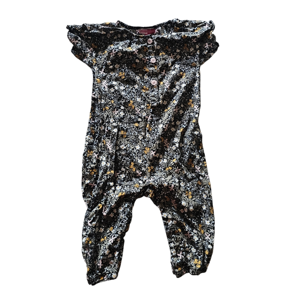 Penelope Mack Floral Romper 12M Baby One Piece Ruffle Sleeve